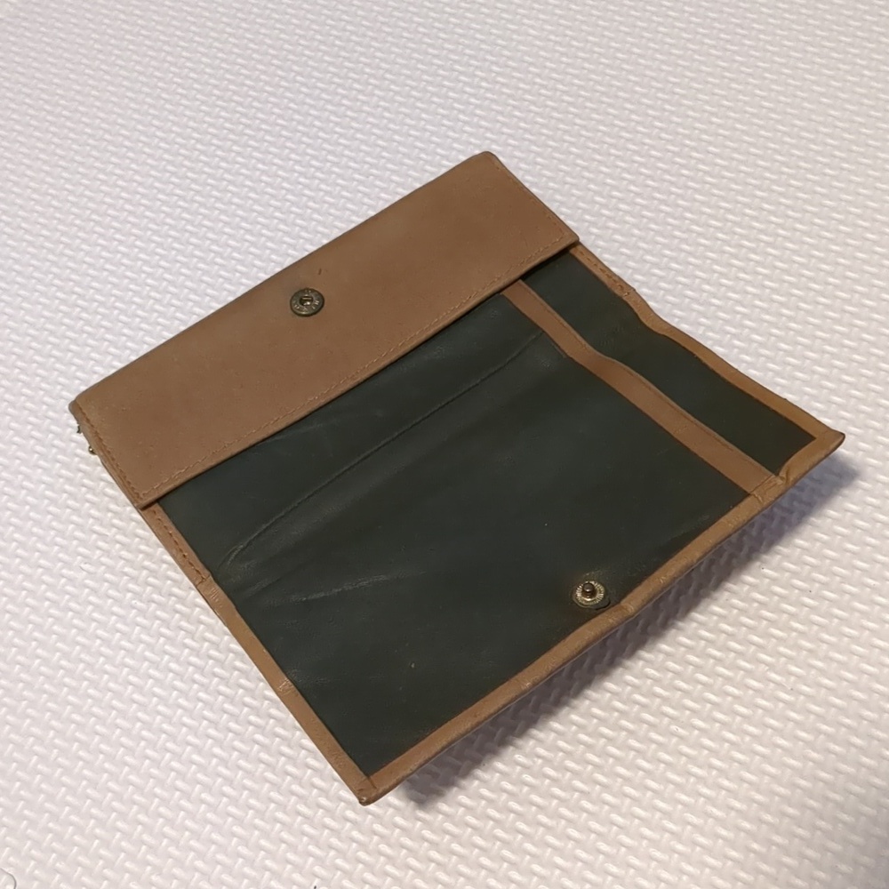 LEATHER  Tan / green  wallet